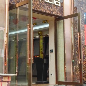 曲靖不锈钢门厂 曲靖市不锈钢酒店商铺大门、不锈钢地弹簧门推拉门定制批发J003