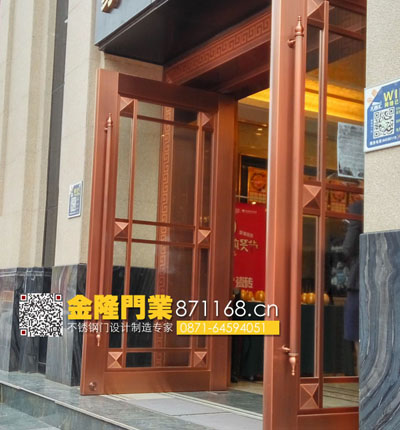 云南昆明不锈钢门 昆明呈贡不锈钢酒店大门 富民县商铺地弹簧门设计订制批发...
