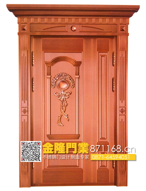 云南昆明铜门厂家、仿真铜门、不锈钢镀铜门
