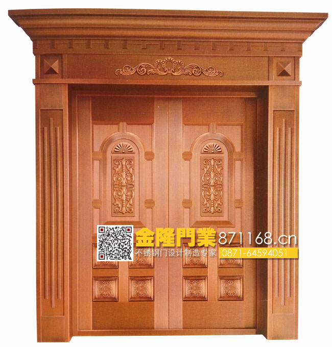 云南昆明铜门、仿真铜门、不锈钢门厂家